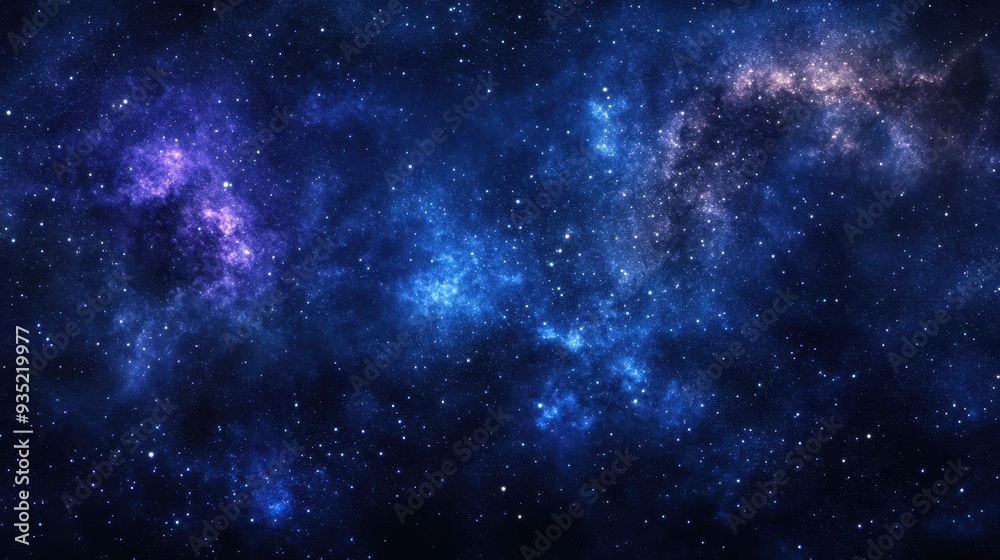 Fototapeta premium A stunning cosmic scene filled with stars and nebulae in shades of blue and purple.
