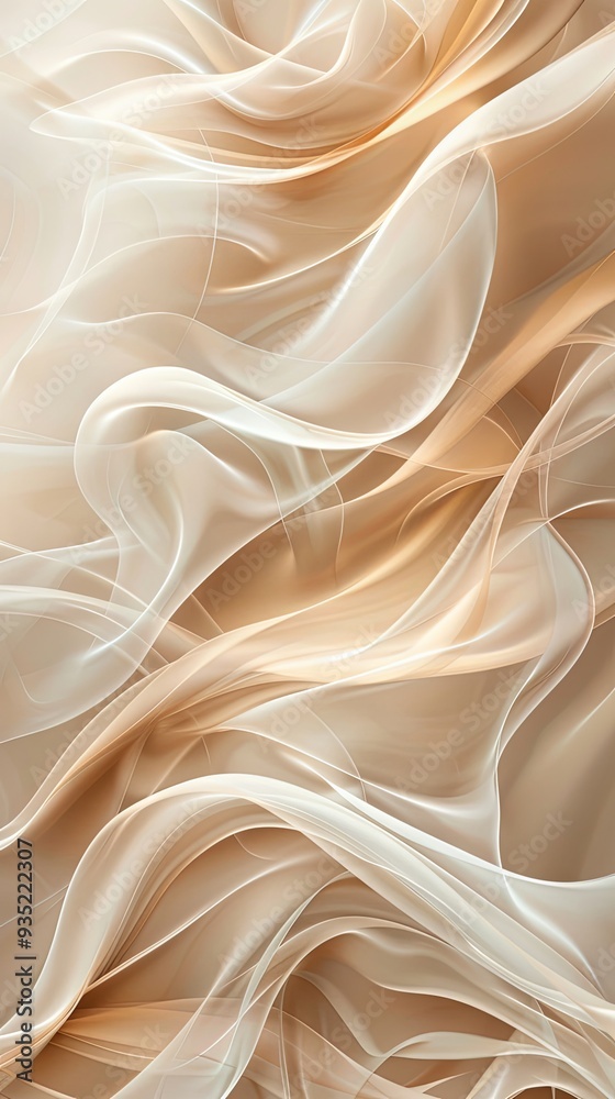 Obraz premium Soft, neutral-toned abstract waves with ample space for text