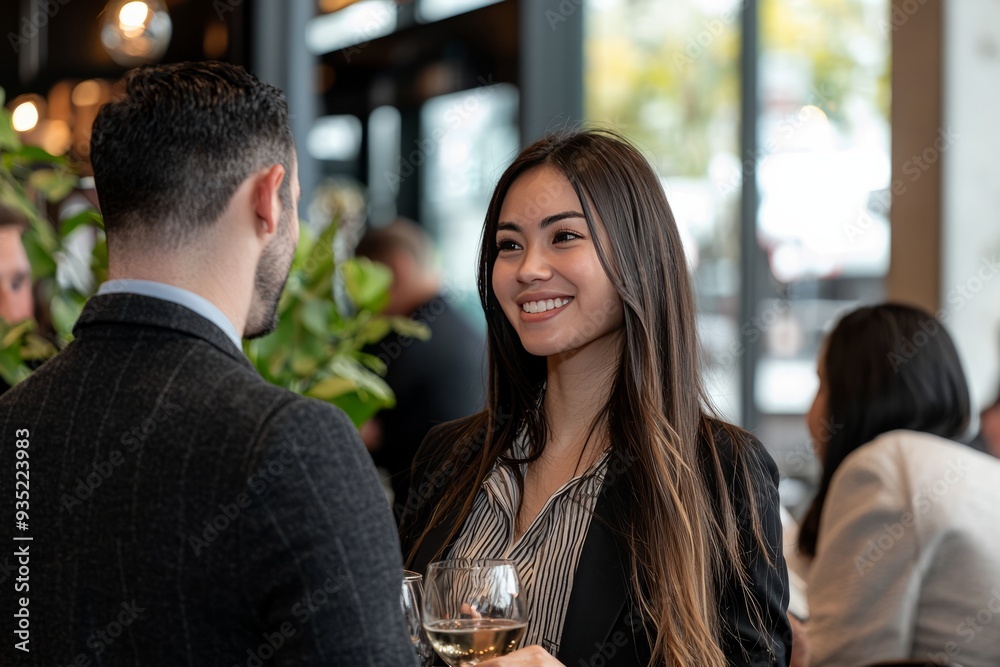 A mentor and mentee attend a networking event together, making ...