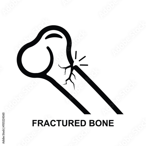 Fractured bone icon. Types of spiral fractures in human isolated on background vector illustration