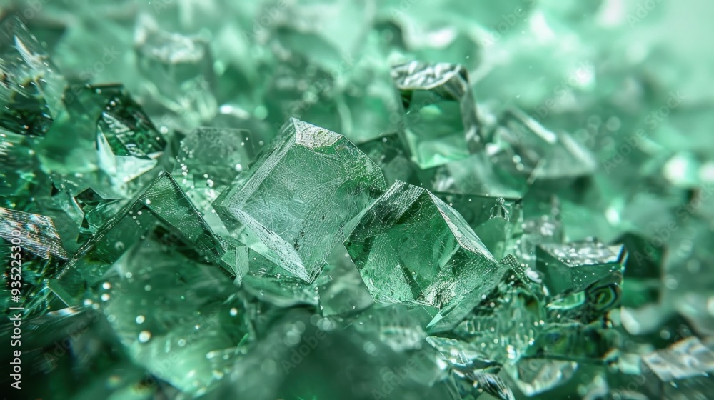 Tumbling shattered glass prism, pale green setting, splintered shards and vibrant reflections, artistic and dynamic. Tumbling shattered glass prism, pale green setting, splintered shards and vibrant reflections, artistic and dynamic.