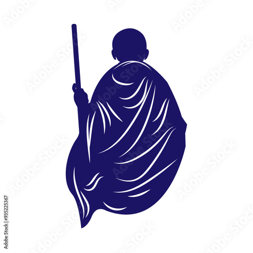 Vector illustration of Mahatma Gandhi portrait on transparent background