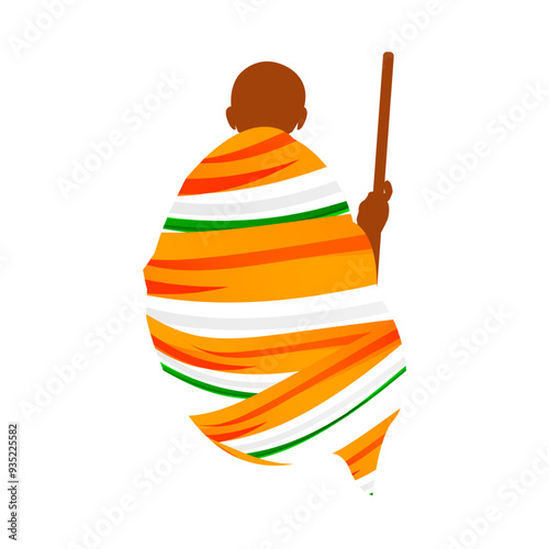 Vector illustration of Mahatma Gandhi portrait on transparent background