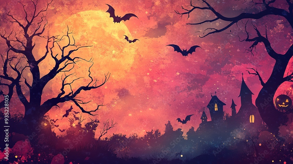 Halloween background with detailed, spooky artwork Halloween background with detailed, spooky artwork