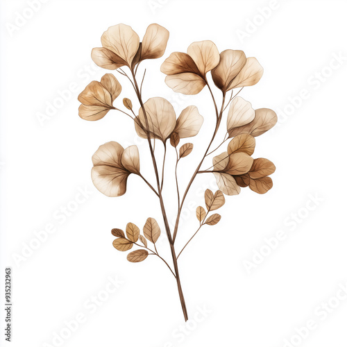 hand draw watercolor realistic bouquet fall flower, white background illustration, light brown and white, muted colors,fall colors flowers