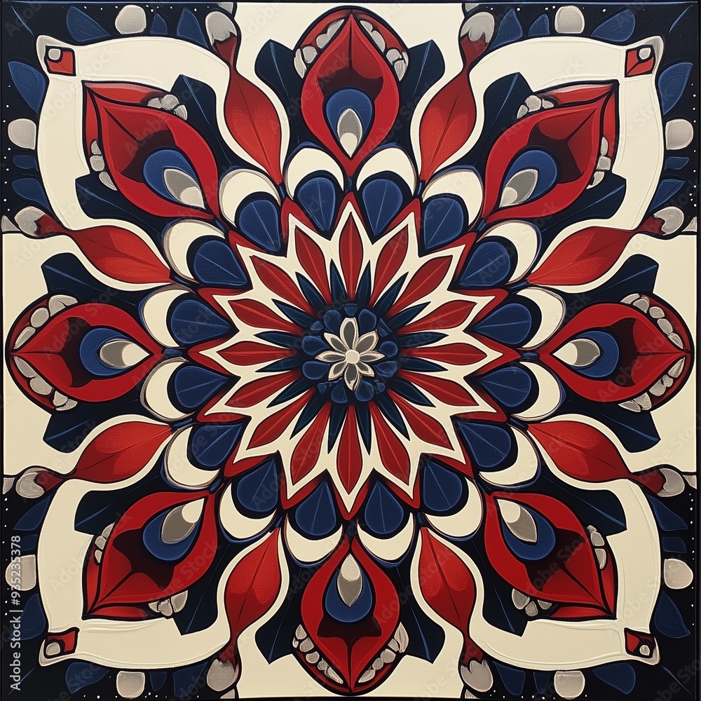 Patriotic Floral Mandala in Red, White, and Blue Patriotic Floral Mandala in Red, White, and Blue