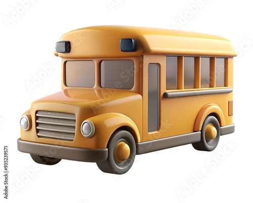 School bus 3D render icon isolated on white background