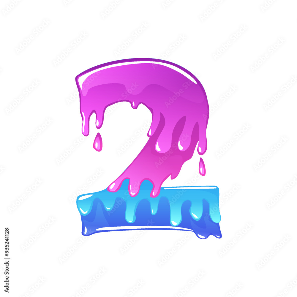 Vector Slime Cartoon Number 2, figure Two. Slime font type number Latin alphabet Vector Slime Cartoon Number 2, figure Two. Slime font type number Latin alphabet