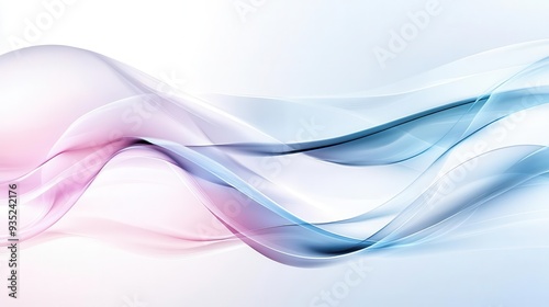 Abstract blue and pink flowing waves on a white background.