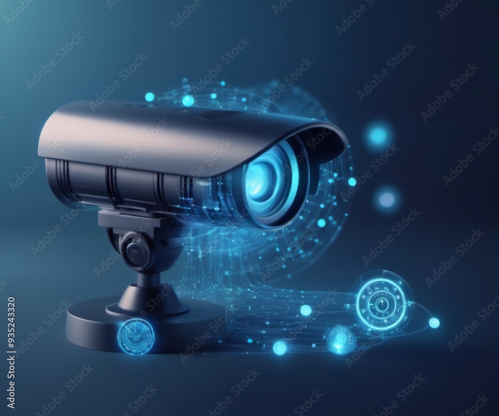 Modern security camera with digital interface and social media i Modern security camera with digital interface and social media i