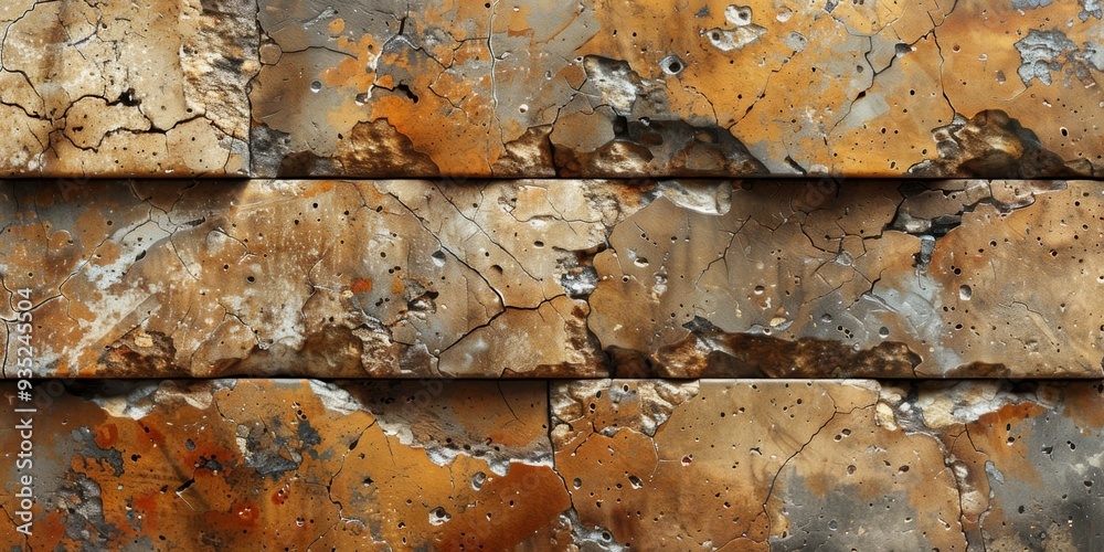 Rusty Metal Wall with Deterioration Rusty Metal Wall with Deterioration