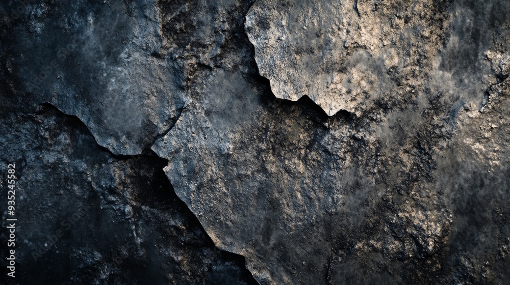Abstract close-up image of a rugged textured rock surface in a natural setting Abstract close-up image of a rugged textured rock surface in a natural setting