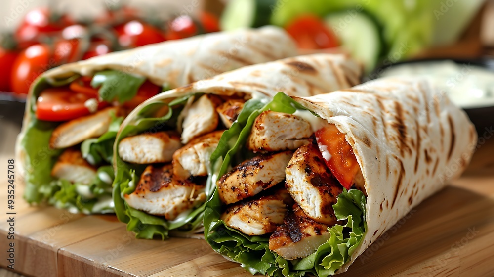Grilled chicken and a silky cesar dressing merge to make this salad wrap