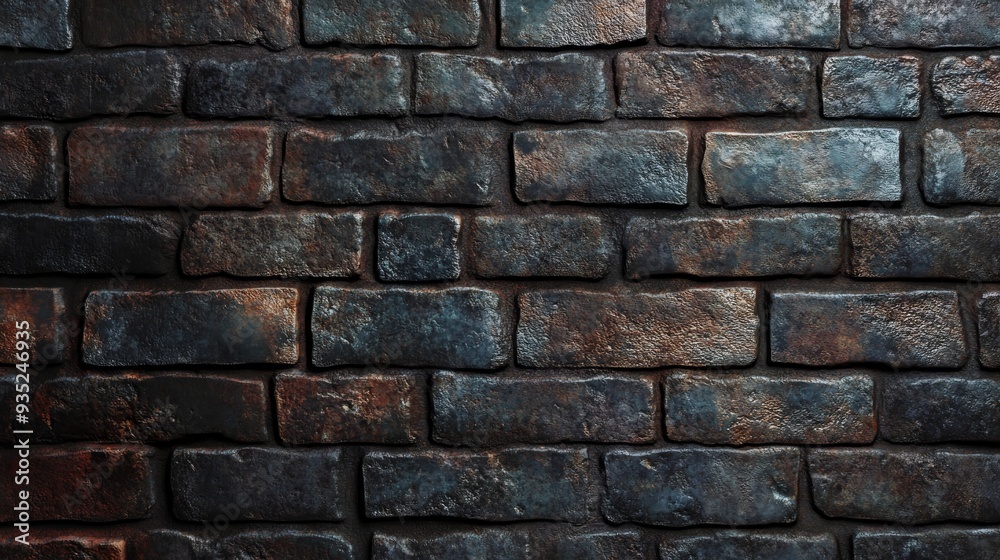 Close-up of Rustic Dark Brick Wall at Night with Rich Texture and Tone Close-up of Rustic Dark Brick Wall at Night with Rich Texture and Tone
