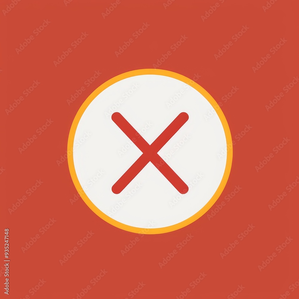 Fototapeta premium Red Error Cross Icon Illustration on Simple Background for UI Design