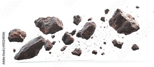 Falling Rocks on White Background