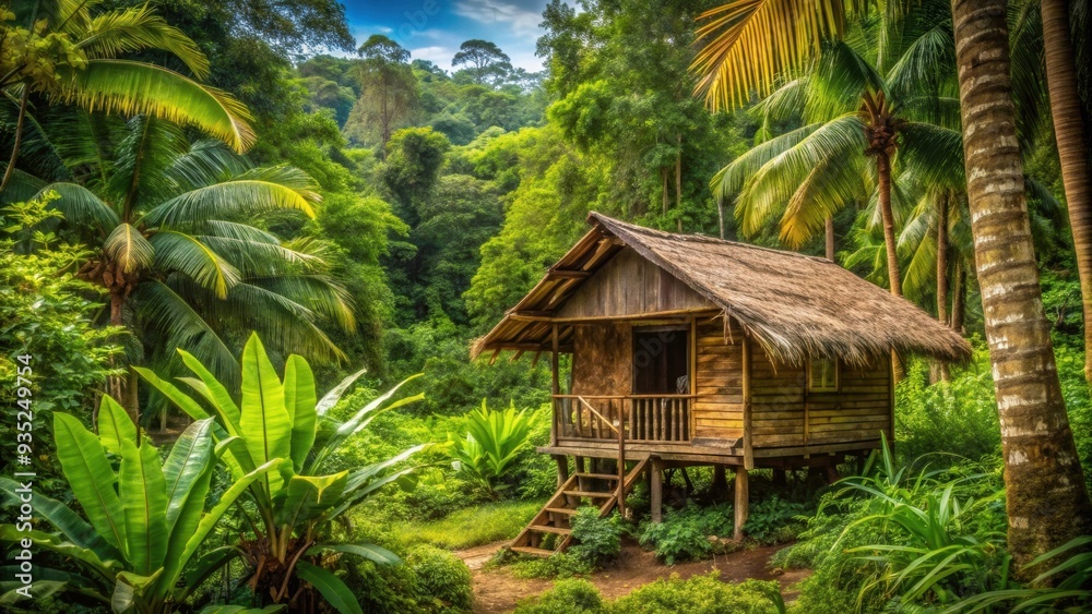 Secluded hut in the middle of the jungle, isolated, nature, wilderness, shelter, rustic, hut, forest, adventure, solitude, peaceful Secluded hut in the middle of the jungle, isolated, nature, wilderness, shelter, rustic, hut, forest, adventure, solitude, peaceful