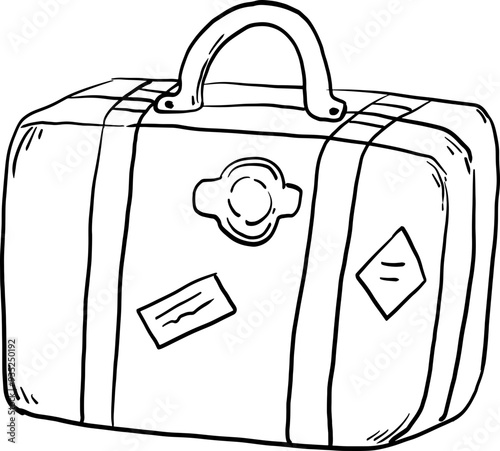 sketch suitcase luggage , hand drawn vacation voyage