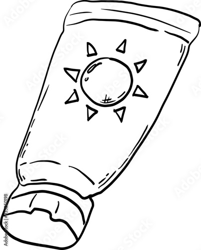 sketch sunscreen, summer hand drawn skincare lotion protection uv for beach