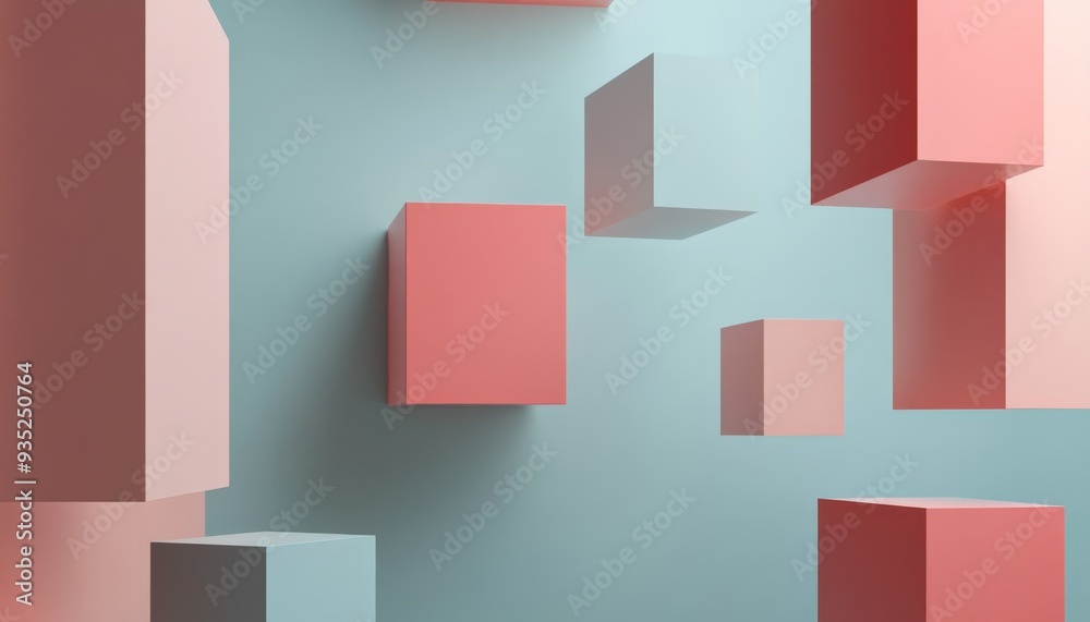 Abstract 3D Geometric Shapes with Pastel Colors. Abstract 3D Geometric Shapes with Pastel Colors.