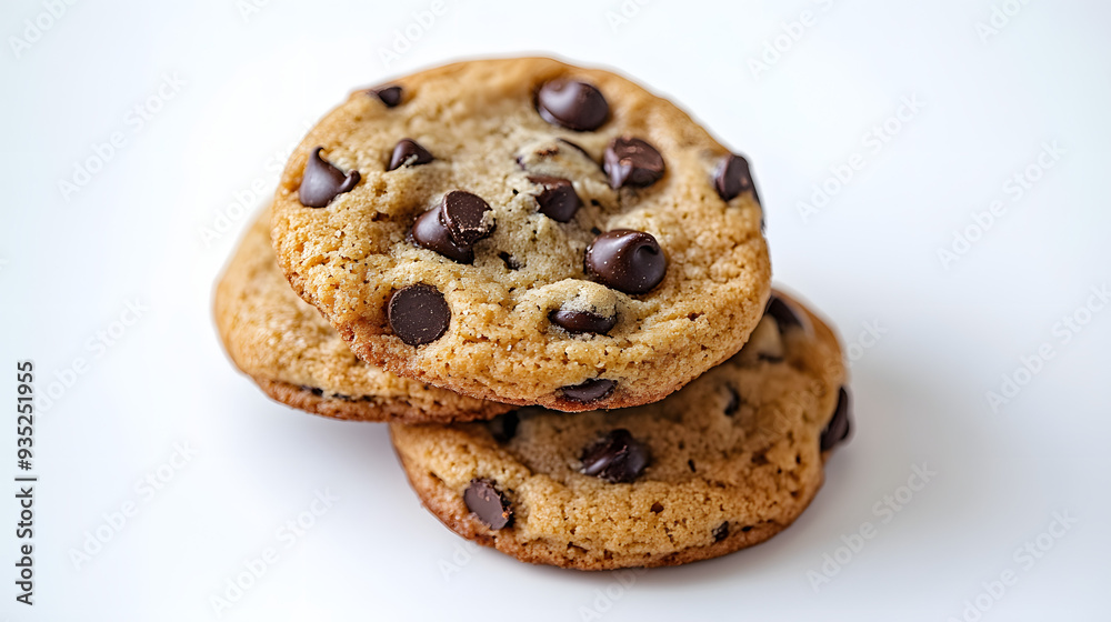 A stack of delicious homemade chocolate chip cookies isolated on a white background” A stack of delicious homemade chocolate chip cookies isolated on a white background”