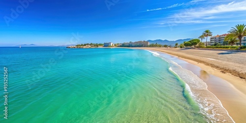 Sandy beach with turquoise waters in Villeneuve Loubet, French Riviera, beach photo