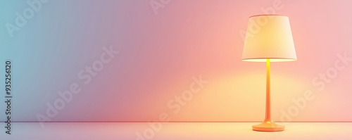 Bedside lamp, warm light glow, on soft pastel background, 3D illustration