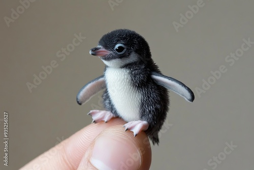 The smallest baby animal in the world and, sitting on someone's finger, is undoubtedly cute and adorable. The photo is very realistic and accurately reflects the fine features of the miniature animal. photo