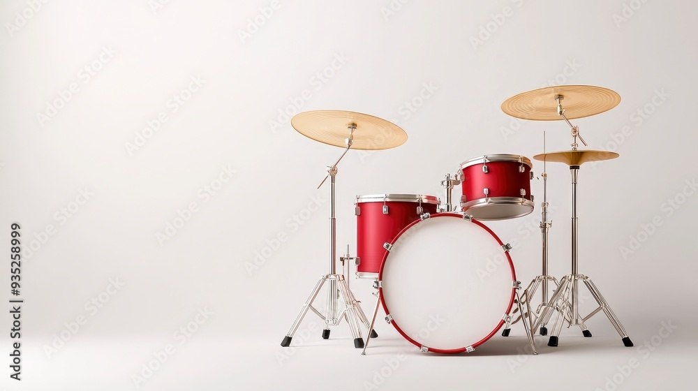 3D Render Of A Drum Set, Clean And Modern Against A White Background 3D Render Of A Drum Set, Clean And Modern Against A White Background