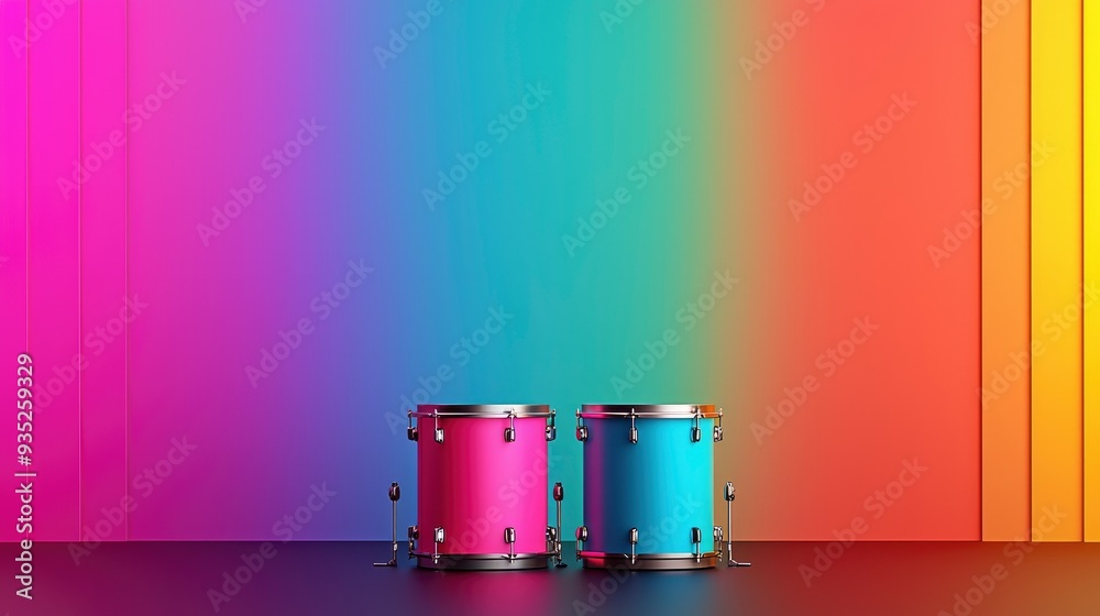 3D Render Of Futuristic Drums In Neon-Lit Cyberpunk Studio 3D Render Of Futuristic Drums In Neon-Lit Cyberpunk Studio