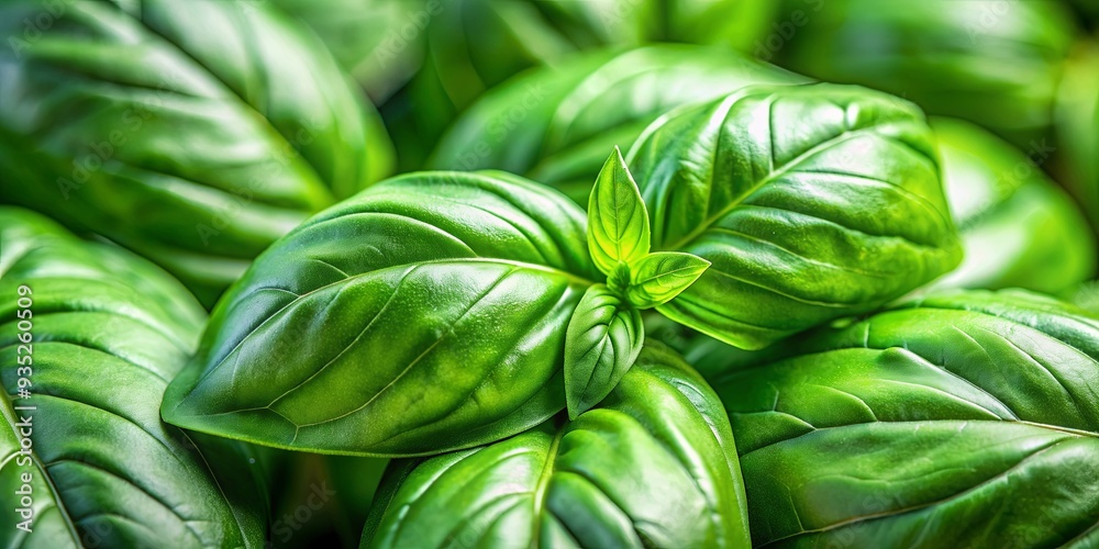 Close-up photo of a vibrant green basil leaf , basil, herb, food, ingredient, plant, fresh, aromatic, cooking Close-up photo of a vibrant green basil leaf , basil, herb, food, ingredient, plant, fresh, aromatic, cooking