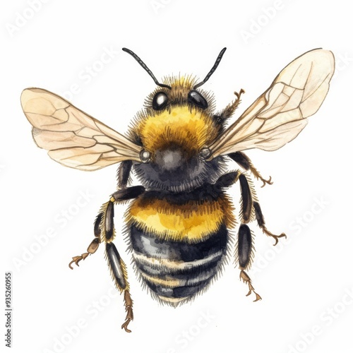 Detailed Watercolor Illustration of a Bee - Perfect for Educational and Environmental Purposes