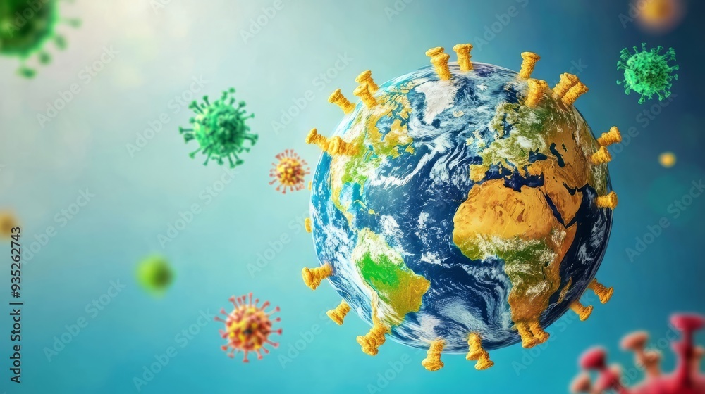 Naklejka premium Infectious Diseases and Global Pandemics. Exploring the causes, spread, and management of infectious diseases, with a focus on recent global pandemics like COVID-19.
