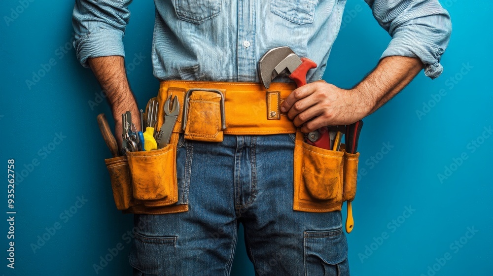Skilled Handyman Ready With Tools For Work Skilled Handyman Ready With Tools For Work