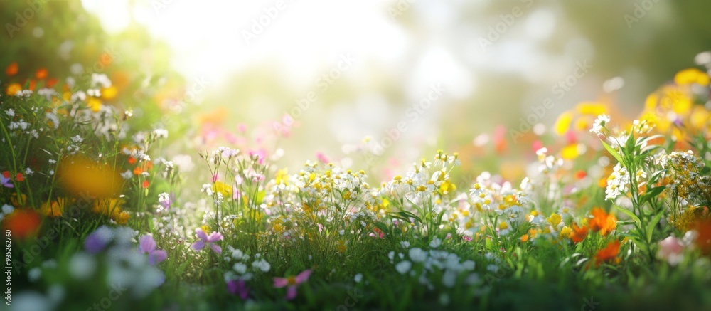 Sunlit Meadow with Colorful Wildflowers Sunlit Meadow with Colorful Wildflowers
