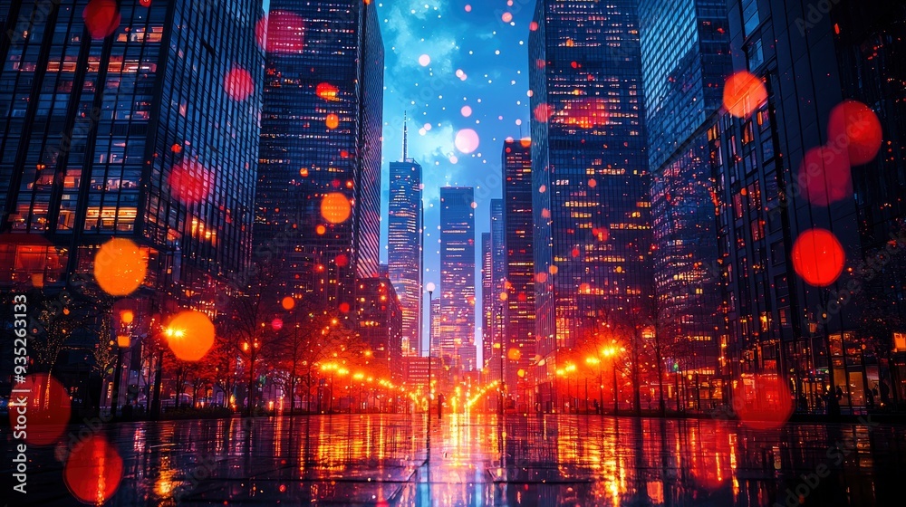 Fototapeta premium A Futuristic City Where Skyscrapers Are Giant Musical Instruments, Melodies Filling The Streets