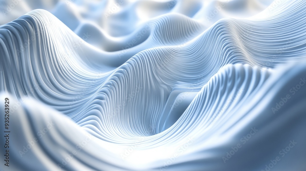 Abstract 3D Waves with Soft Blue Color Palette. Abstract 3D Waves with Soft Blue Color Palette.