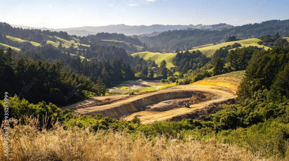 Naklejka premium Construction Site in the Rolling Hills