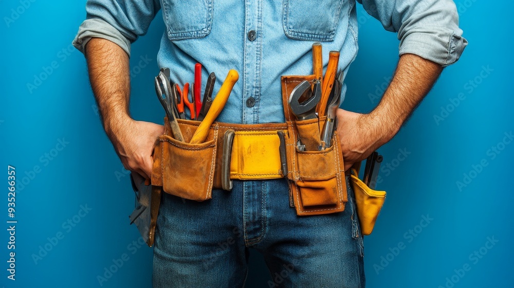 Skilled Handyman Ready With Tools For Work Skilled Handyman Ready With Tools For Work