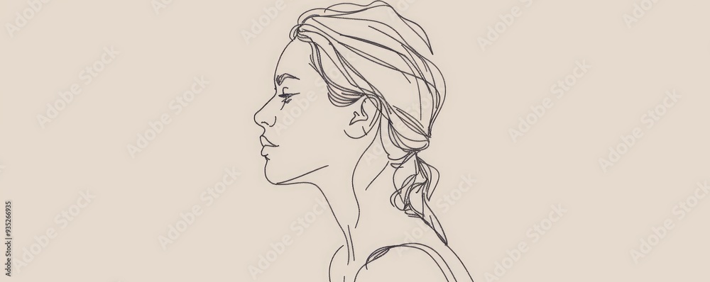Artistic sketch of woman with headscarf in profile position. Artistic sketch of woman with headscarf in profile position.