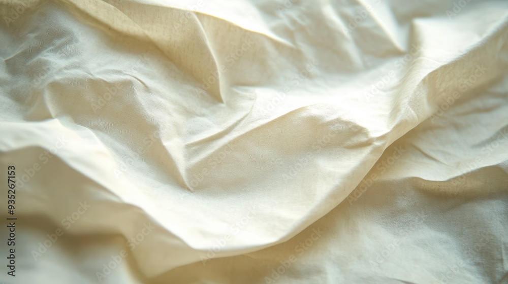 The surface reveals a beautiful interplay of light and shadow on a soft, silky parchment with elegant folds and subtle changes in texture