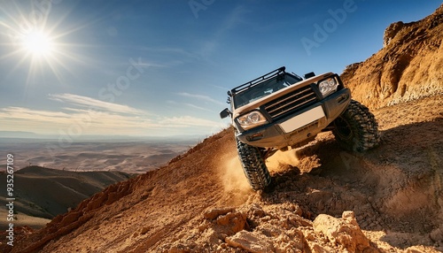 Power and Durability: Off-Road Vehicle Conquers Steep Rocky Hill