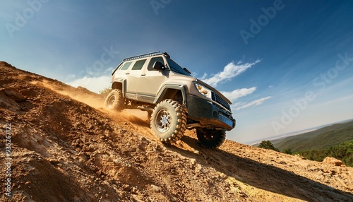 Power and Durability: Off-Road Vehicle Conquers Steep Rocky Hill