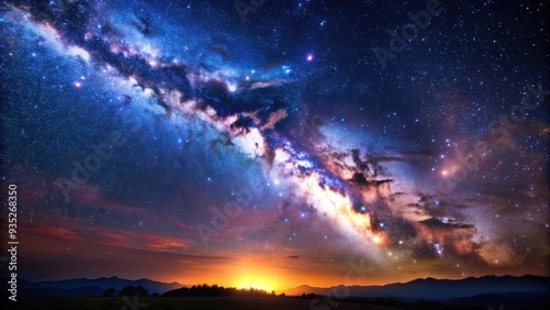 Starry night sky over the mystical Milky Way, India , universe, galaxy, starry, horizon, space, celestial, astronomy, night