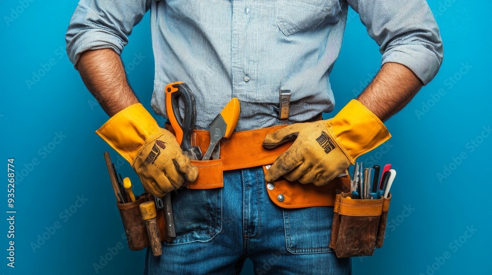 Skilled Handyman Ready With Tools For Work Skilled Handyman Ready With Tools For Work