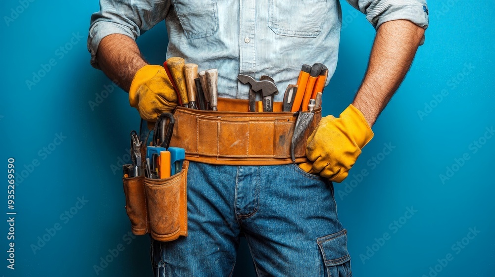 Skilled Handyman Ready With Tools For Work Skilled Handyman Ready With Tools For Work