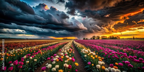 dramatic moody dark flower field landscapes