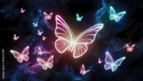 Butterfly in galaxy background
