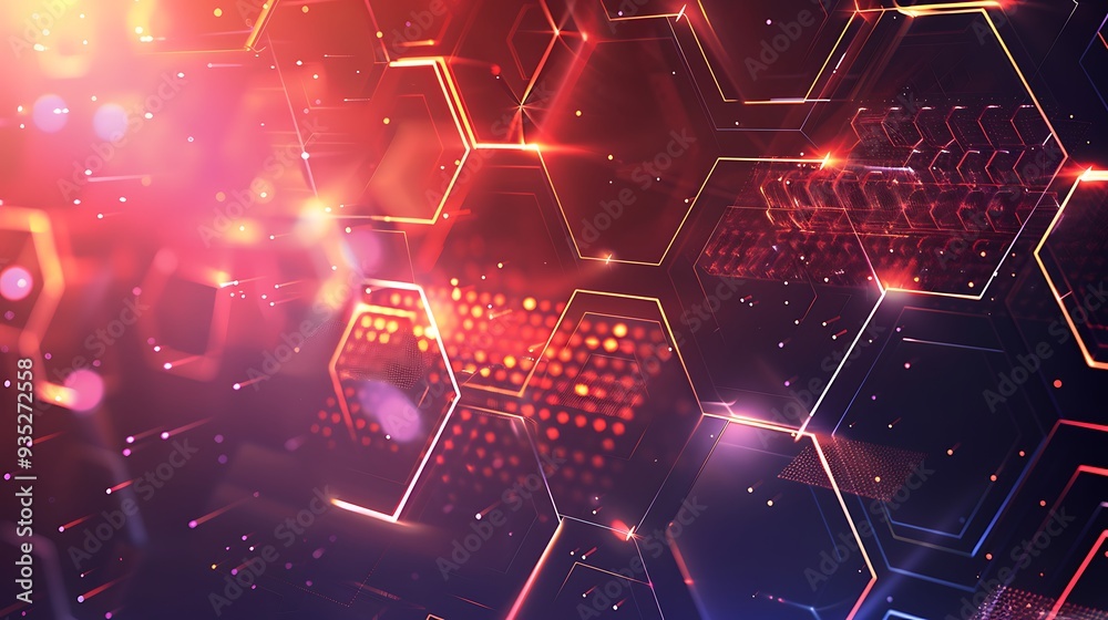 Hexagon shaped abstract technological backdrop and style element