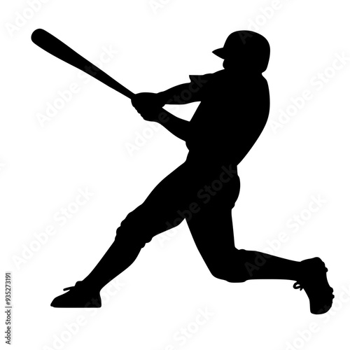 baseball player hitting  silhouette vector